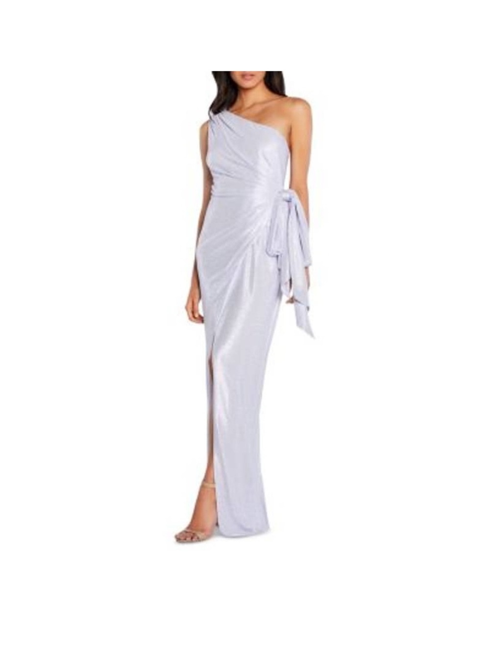 Aidan Mattox SZ 8 Lavender Silver Metallic One Shoulder Gown NWT GALA MOB Formal